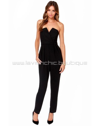 City Stroll Strapless Black Jumpsuit